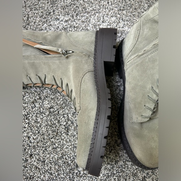 SAM EDELMAN LEX sage green suede leather combat boots size 8 - Picture 4 of 15